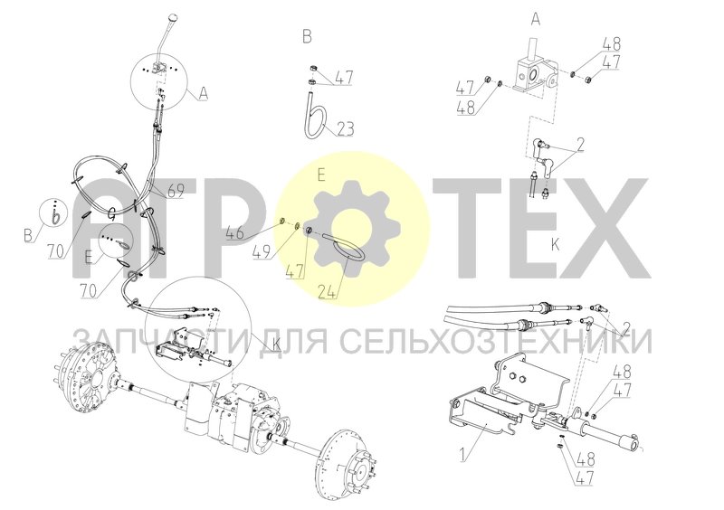 Механизм управления коробкой диапазонов (S340.04.06.000Ф) (№69 на схеме)